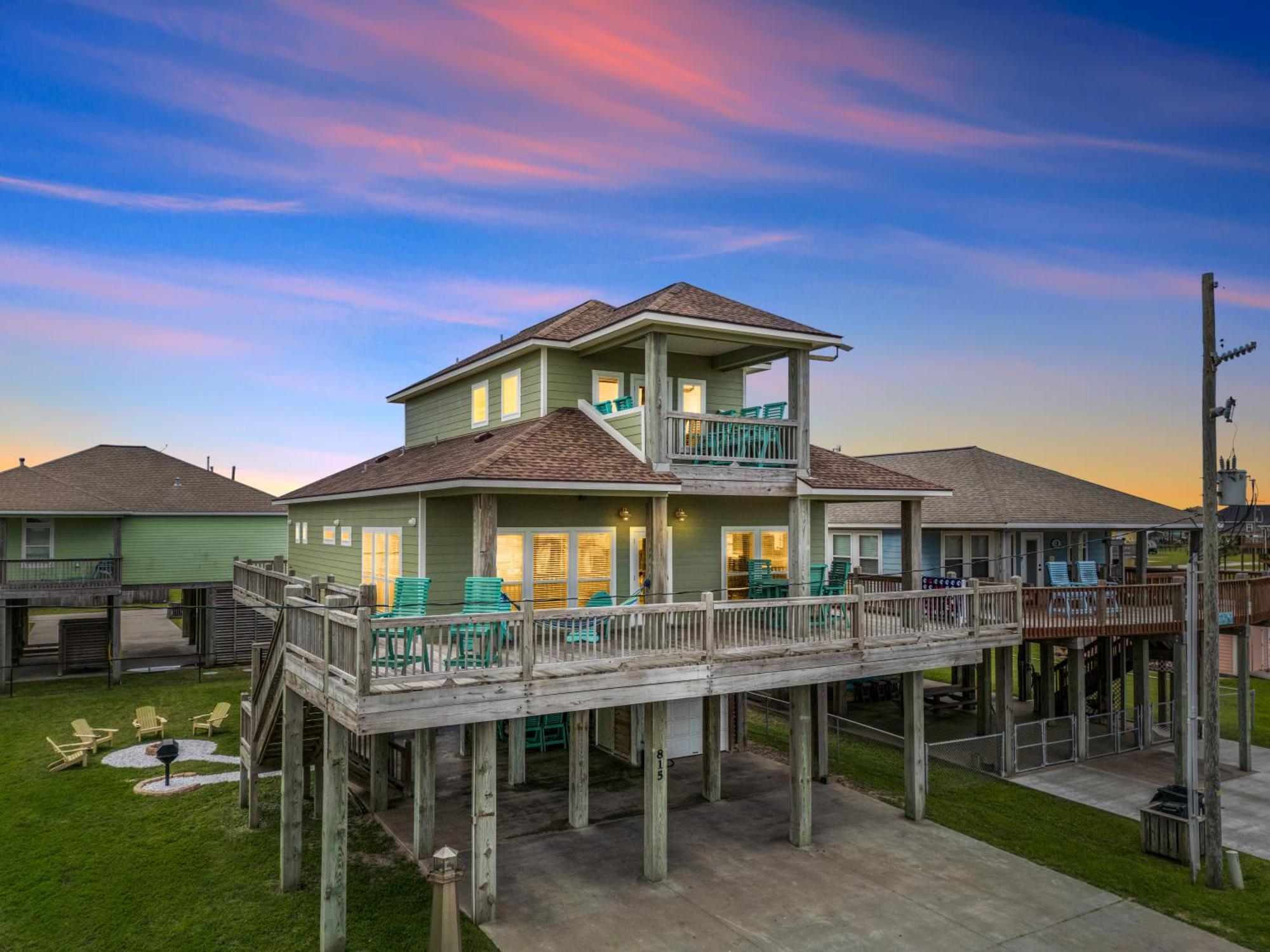 Seas The Day! 4Br Retreat, Hot Tub, Game Room, Firepit & Gulf Views Port Bolivar Exterior foto