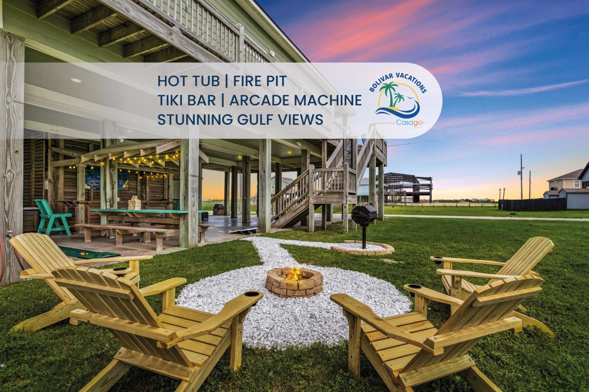 Seas The Day! 4Br Retreat, Hot Tub, Game Room, Firepit & Gulf Views Port Bolivar Exterior foto